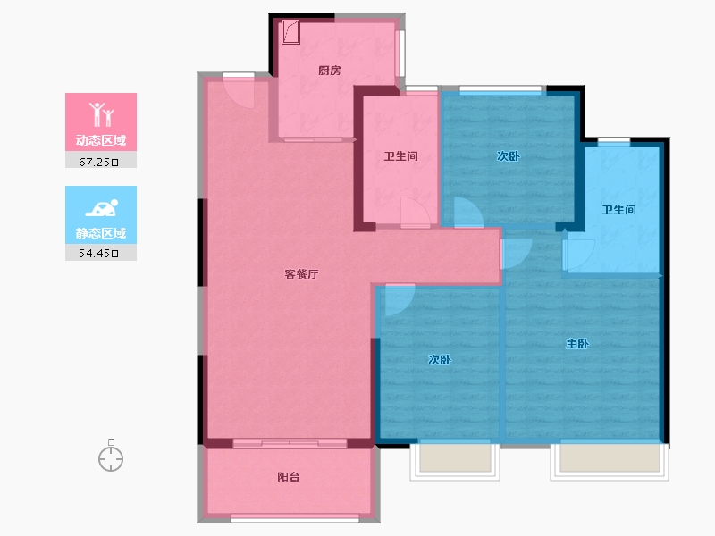 江苏省-苏州市-海伦堡·云璟台销售中心-110.00-户型库-动静分区