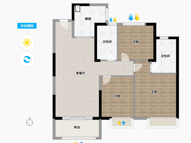 江苏省-苏州市-海伦堡·云璟台销售中心-110.00-户型库-采光通风