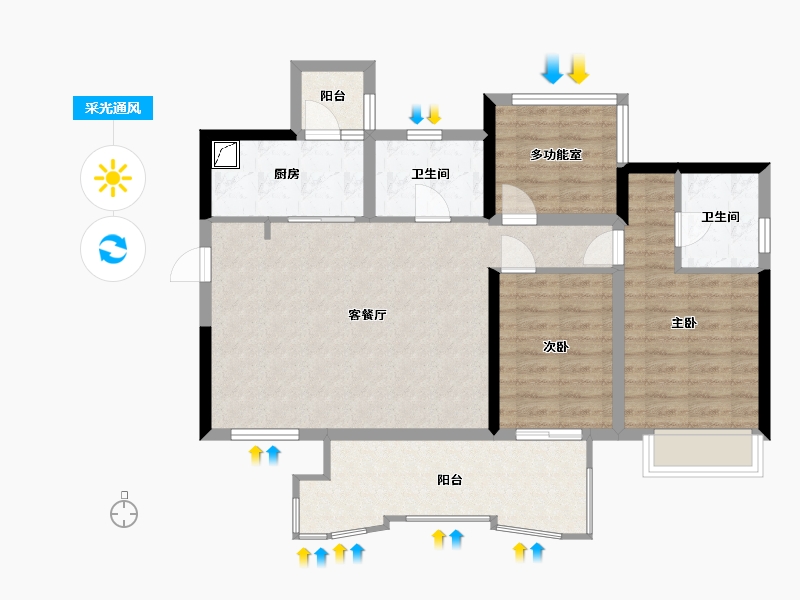 四川省-成都市-富豪公馆二期-90.00-户型库-采光通风