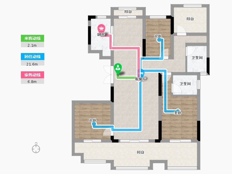 湖南省-湘潭市-湘潭市湾田九华湖壹号-107.52-户型库-动静线