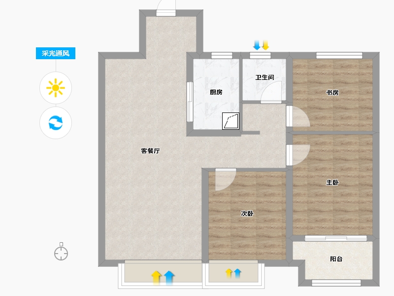 山东省-德州市-东海院子西区-76.00-户型库-采光通风