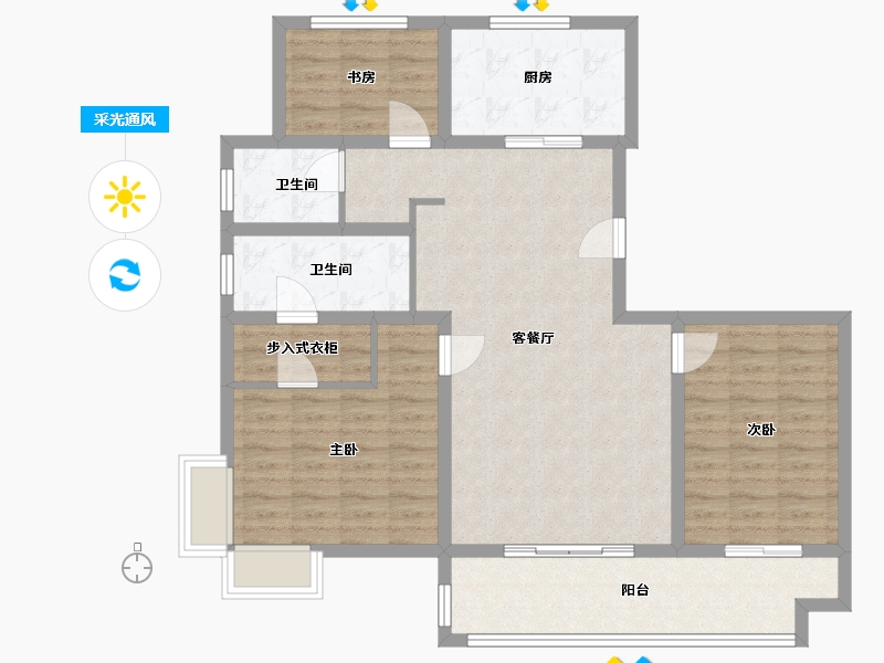 河南省-南阳市-美林和府-102.00-户型库-采光通风