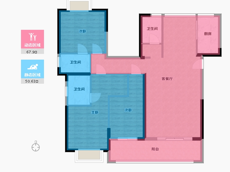 福建省-泉州市-东海门第-135.00-户型库-动静分区