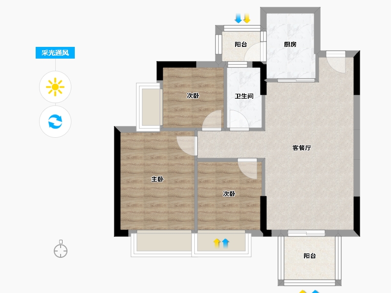 广东省-东莞市-半岛豪庭-67.00-户型库-采光通风