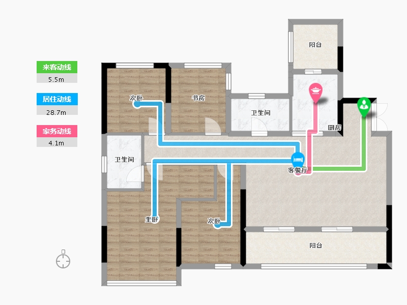 四川省-绵阳市-圣桦公馆-126.65-户型库-动静线