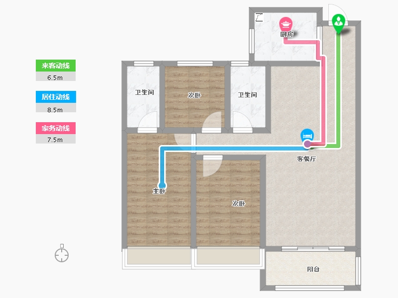 河南省-安阳市-小镇伍號院-101.34-户型库-动静线