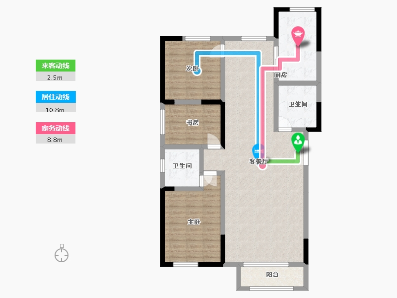 内蒙古自治区-乌兰察布市-润园-108.00-户型库-动静线