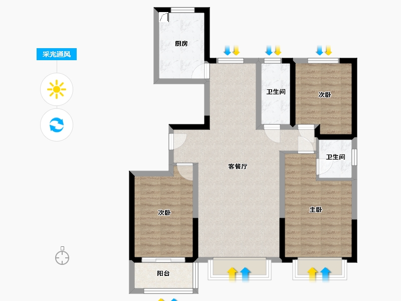 河北省-保定市-水墨林居-105.00-户型库-采光通风