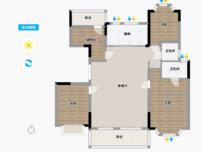 安徽省-合肥市-滨湖信达公园里-130.00-户型库-采光通风