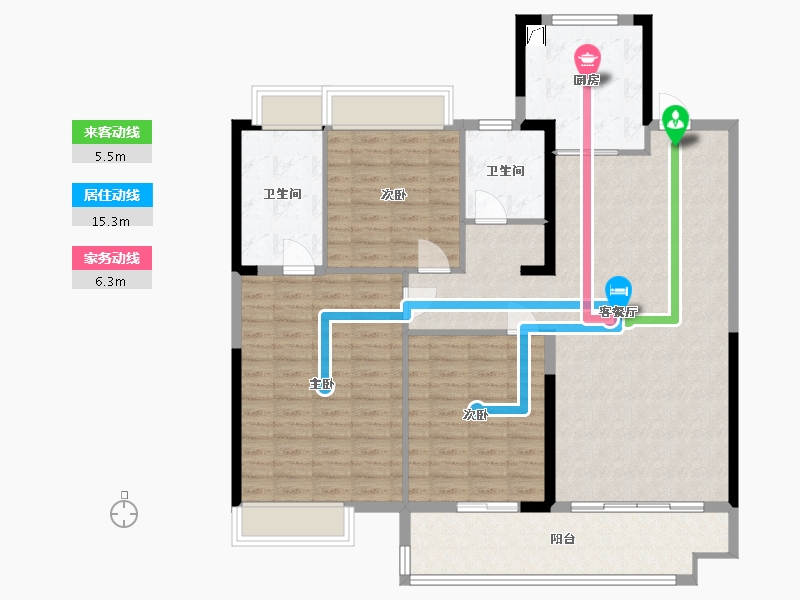 湖北省-潜江市-中南春溪集-127.00-户型库-动静线