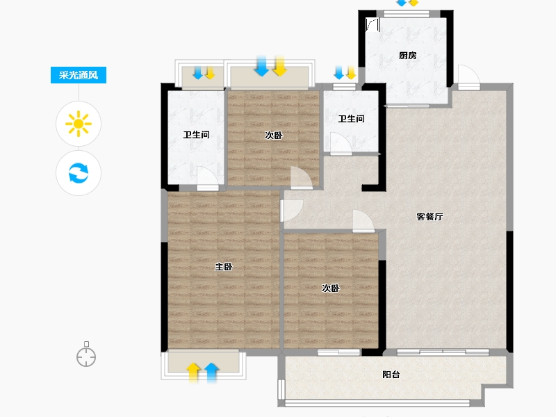 湖北省-潜江市-中南春溪集-127.00-户型库-采光通风