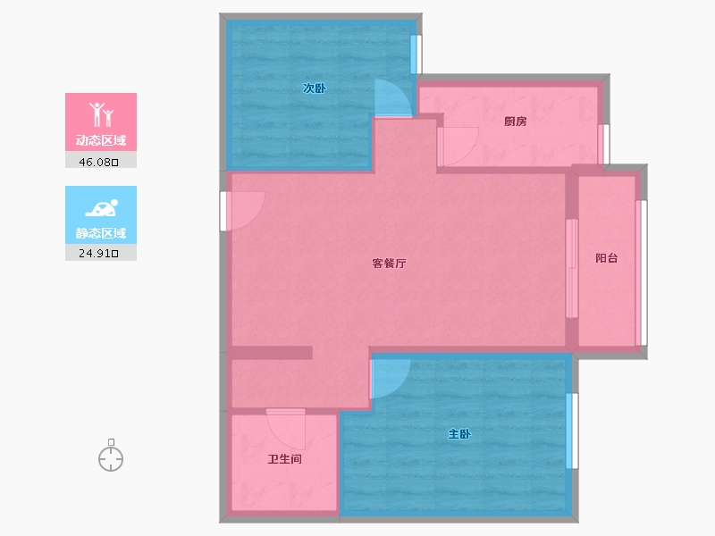 北京-北京市-大方居-75.00-户型库-动静分区