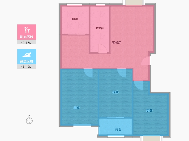 陕西省-咸阳市-河南街小区-113.00-户型库-动静分区