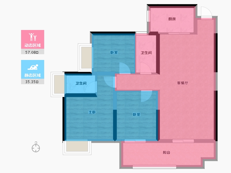 广西壮族自治区-梧州市-彰泰玫瑰园-104.00-户型库-动静分区