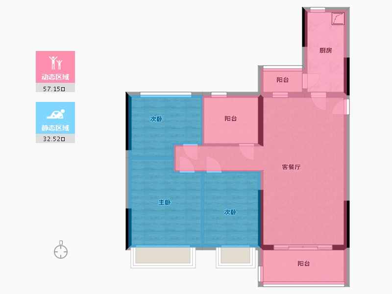 浙江省-温州市-温州瑞安恒大·悦澜湾-79.82-户型库-动静分区