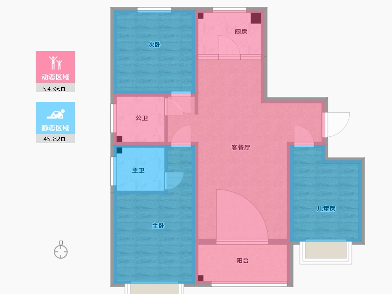 河南省-南阳市-瑞贝卡.和天下-89.92-户型库-动静分区