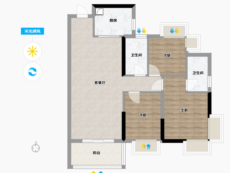 广东省-东莞市-嘉宏锦时-76.00-户型库-采光通风