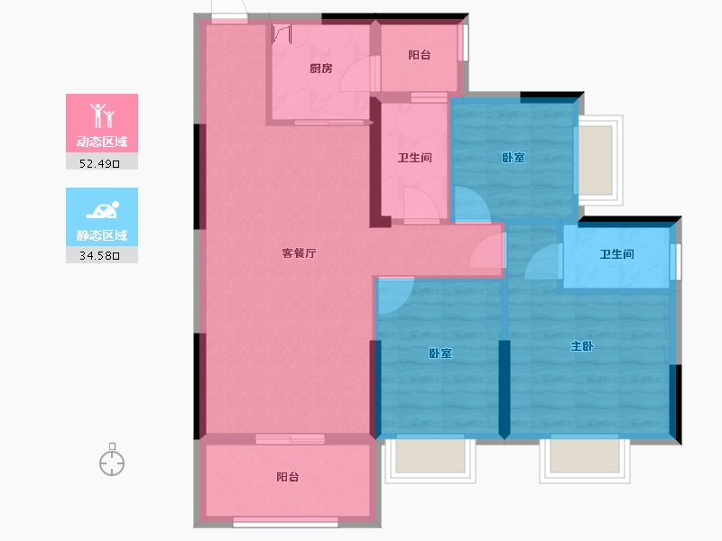 广东省-惠州市-龙林西苑-81.88-户型库-动静分区