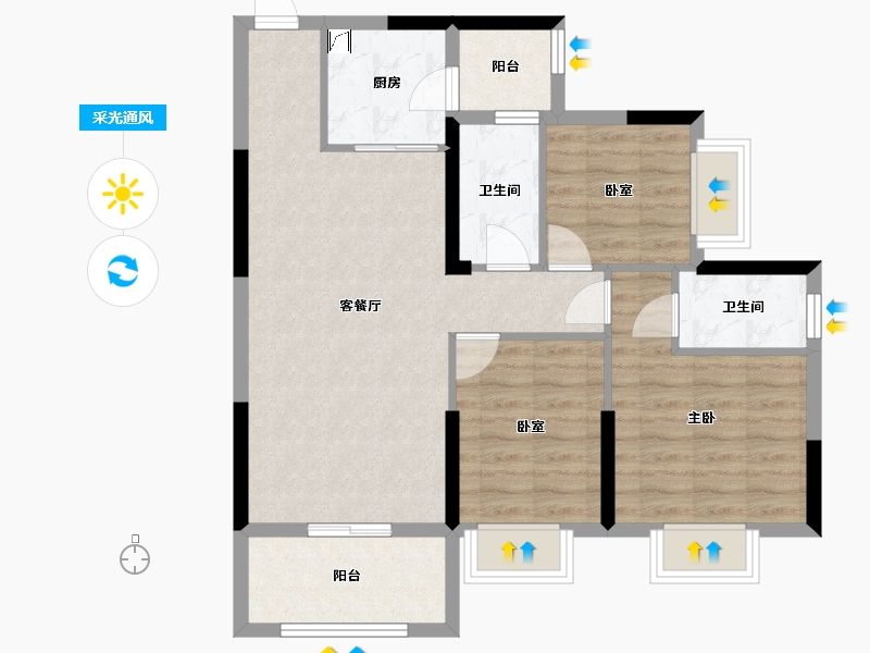 广东省-惠州市-龙林西苑-81.88-户型库-采光通风