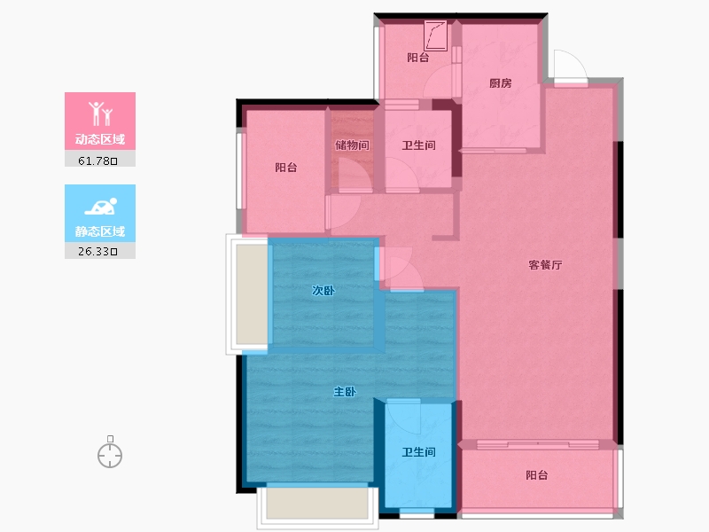 湖南省-长沙市-新城明昱东方-80.52-户型库-动静分区