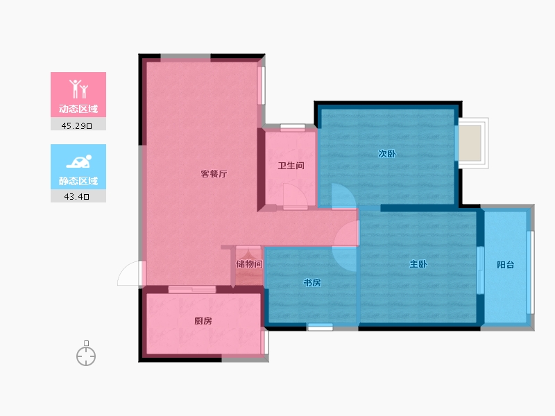 湖北省-武汉市-城投秀水青城-86.00-户型库-动静分区