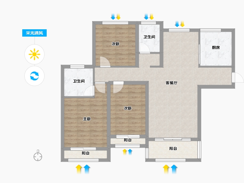 河南省-郑州市-建业春天-99.00-户型库-采光通风