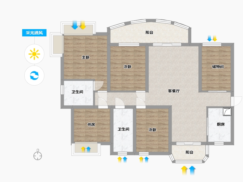 湖南省-长沙市-润和紫郡-113.00-户型库-采光通风