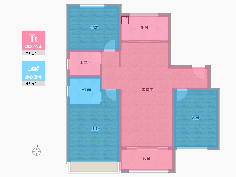 山东省-济宁市-鸿顺·吉祥欣苑-96.00-户型库-动静分区