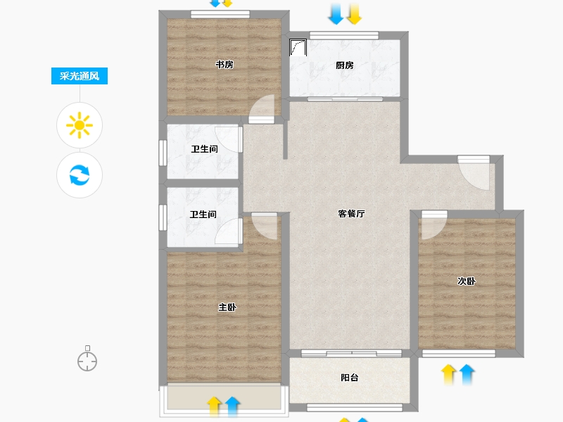 山东省-济宁市-鸿顺·吉祥欣苑-96.00-户型库-采光通风