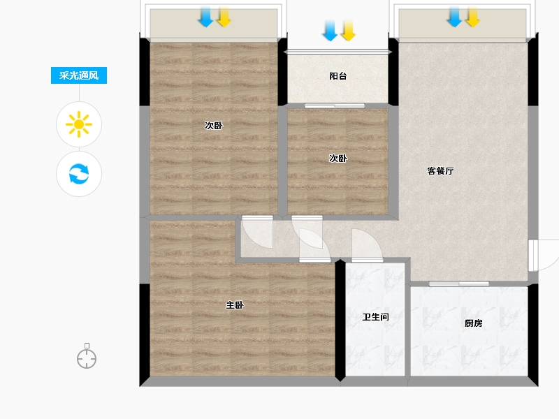 广东省-佛山市-星晖·盛汇园-65.46-户型库-采光通风