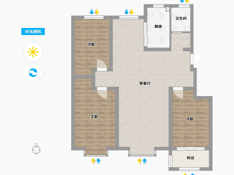 山东省-德州市-阳光水岸-101.00-户型库-采光通风