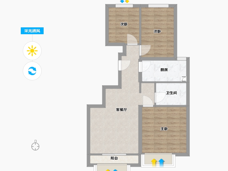 北京-北京市-首创伊林郡二期-71.20-户型库-采光通风