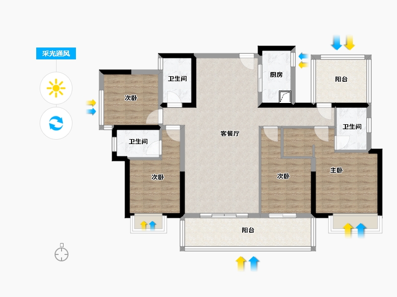 广西壮族自治区-南宁市-保利领秀前城-120.00-户型库-采光通风