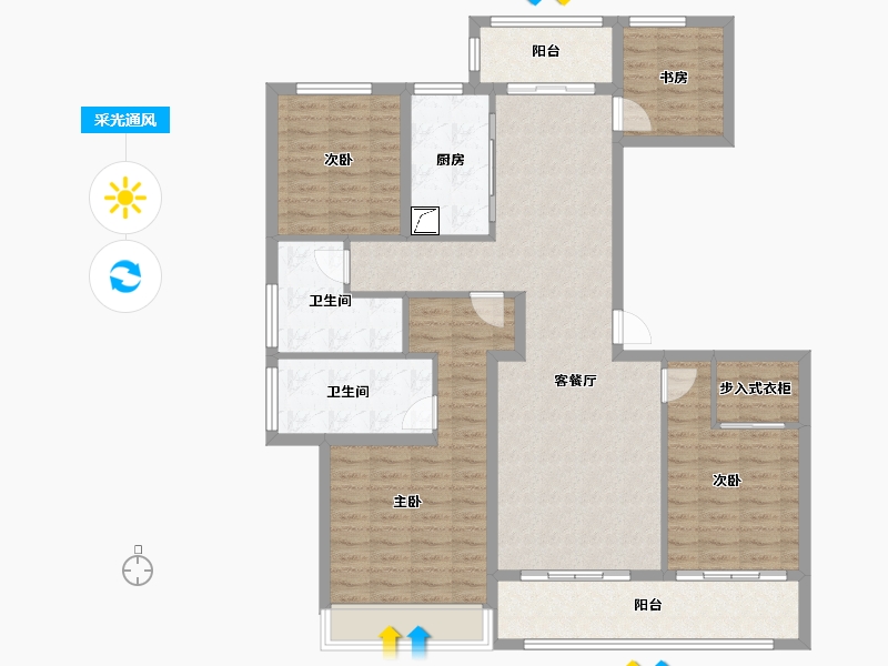 浙江省-舟山市-柳岸晓风-121.00-户型库-采光通风