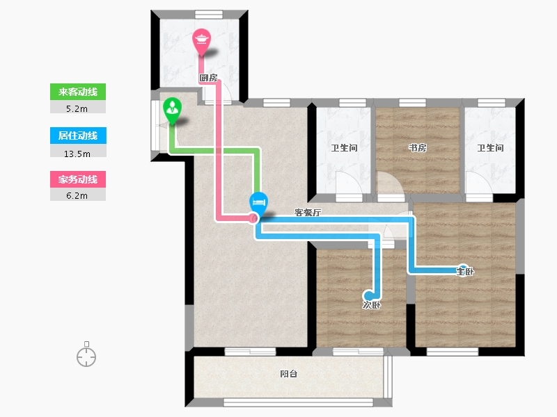 河南省-郑州市-永威·滟澜庭-83.41-户型库-动静线