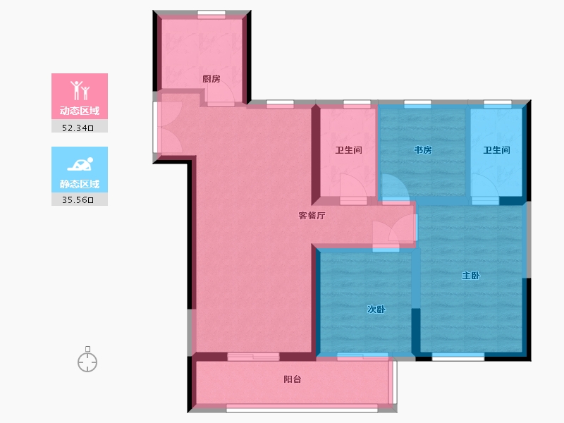 河南省-郑州市-永威·滟澜庭-83.41-户型库-动静分区