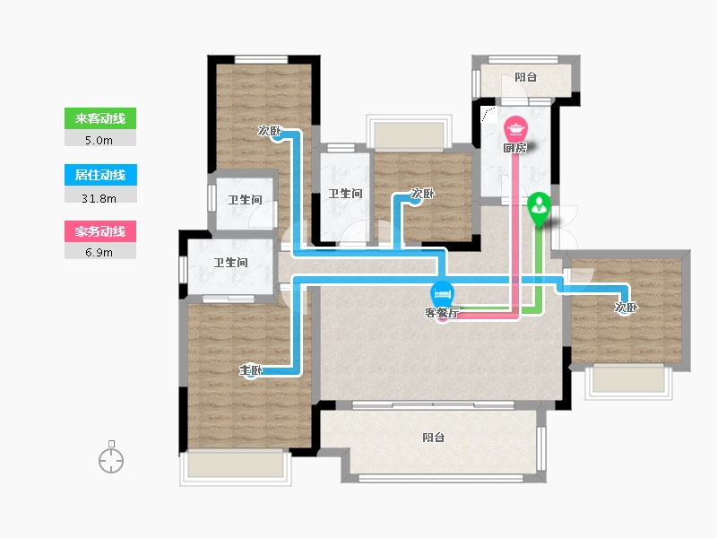 重庆-重庆市-新城朗隽大都会-123.00-户型库-动静线