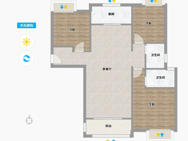 湖北省-武汉市-北辰优+-90.00-户型库-采光通风