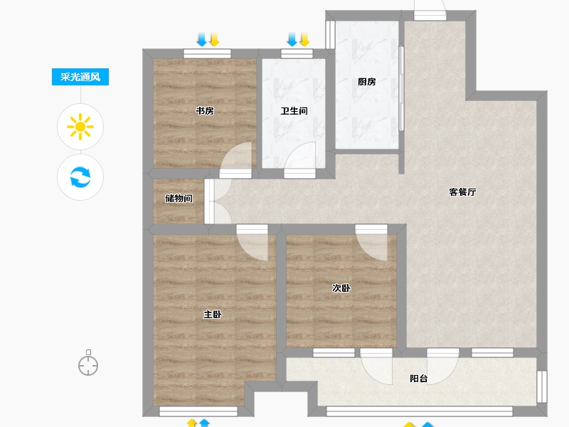 山东省-青岛市-澜山壹号-80.00-户型库-采光通风