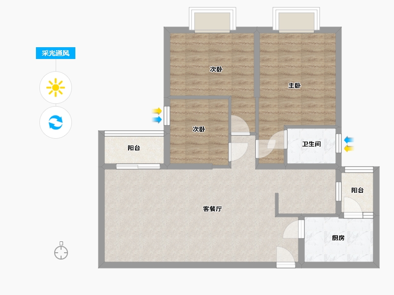 湖北省-武汉市-奓山新社区-108.00-户型库-采光通风