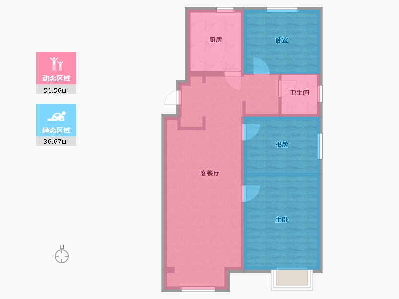 辽宁省-大连市-万科翡翠都会-71.90-户型库-动静分区