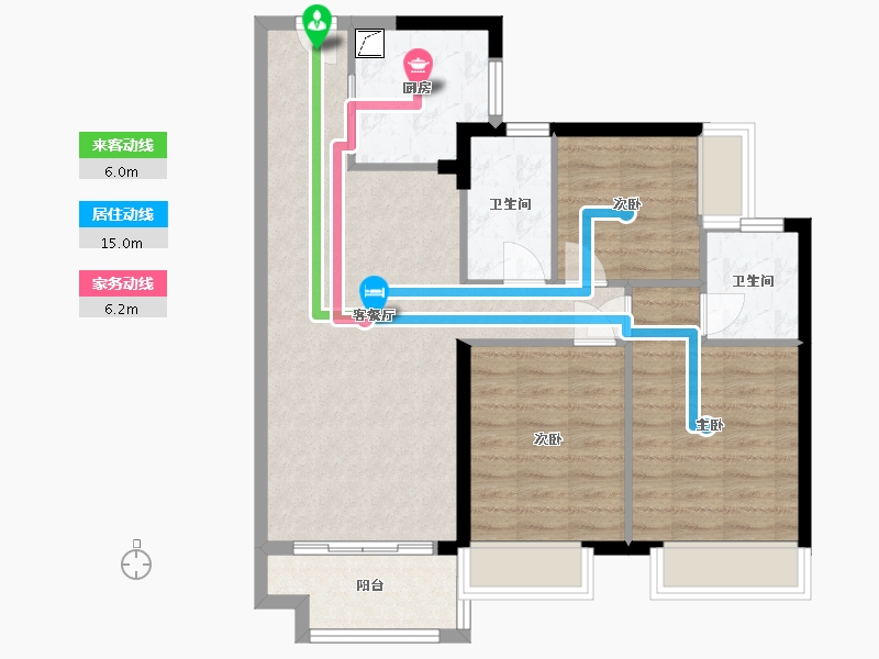 广东省-佛山市-美的明湖花园-二期-85.55-户型库-动静线