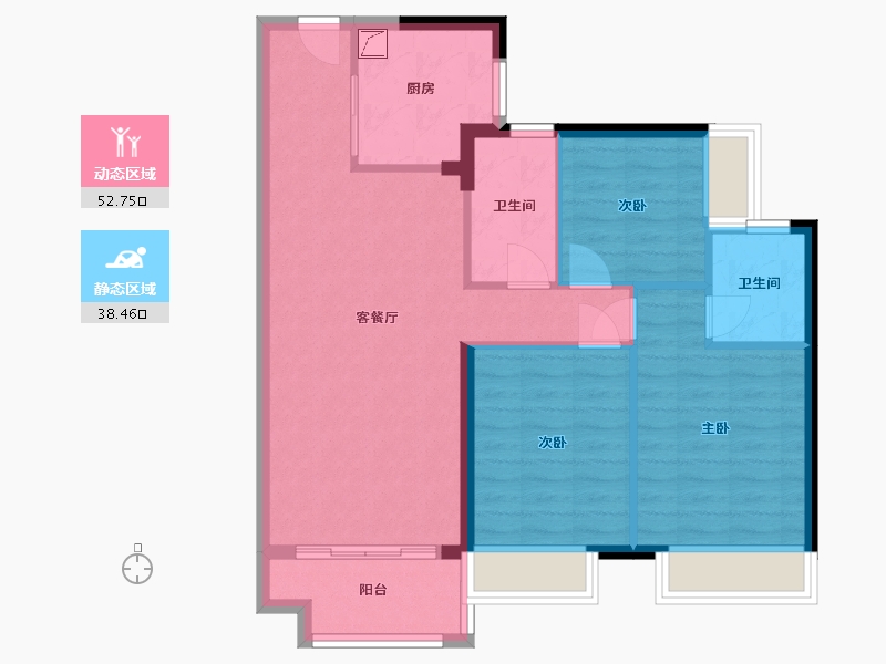 广东省-佛山市-美的明湖花园-二期-85.55-户型库-动静分区