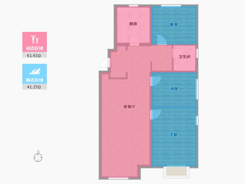 辽宁省-大连市-万科翡翠都会-71.90-户型库-动静分区