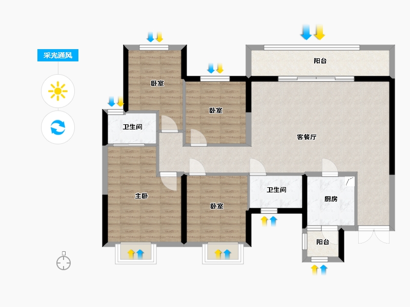 四川省-成都市-西郡英华四期-115.00-户型库-采光通风