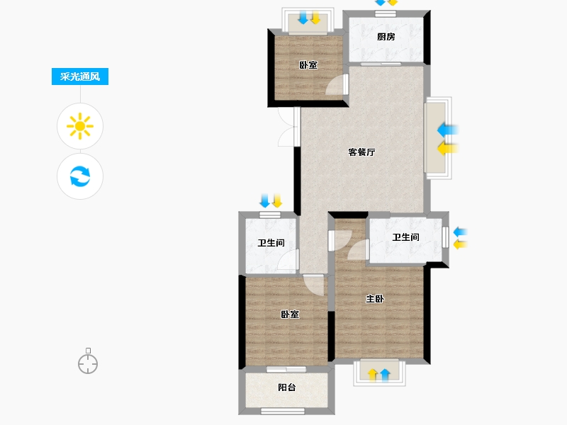 安徽省-宣城市-贝林·棠樾湾-83.00-户型库-采光通风