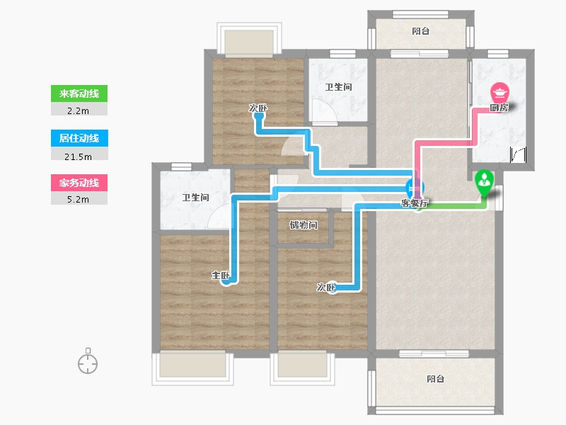 湖北省-武汉市-金地北辰阅风华-129.00-户型库-动静线