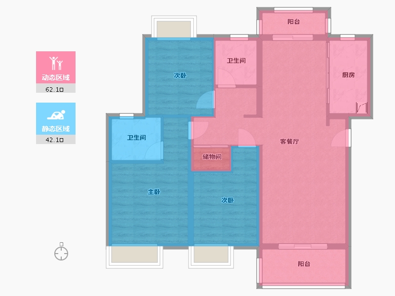 湖北省-武汉市-金地北辰阅风华-129.00-户型库-动静分区