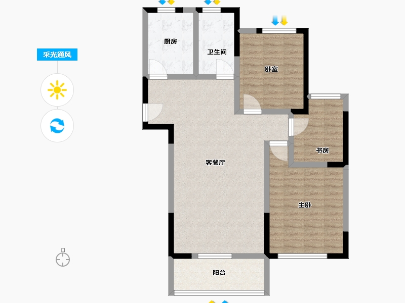 江苏省-苏州市-溪畔苑-90.00-户型库-采光通风