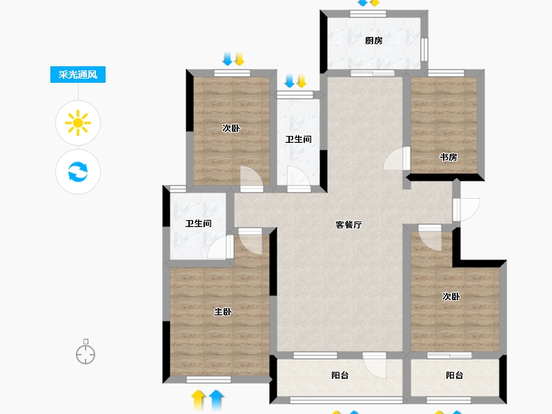 山东省-潍坊市-寿光学府东郡小区-114.00-户型库-采光通风